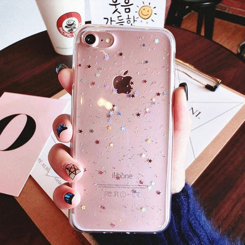 Clear Glitter Star phone case